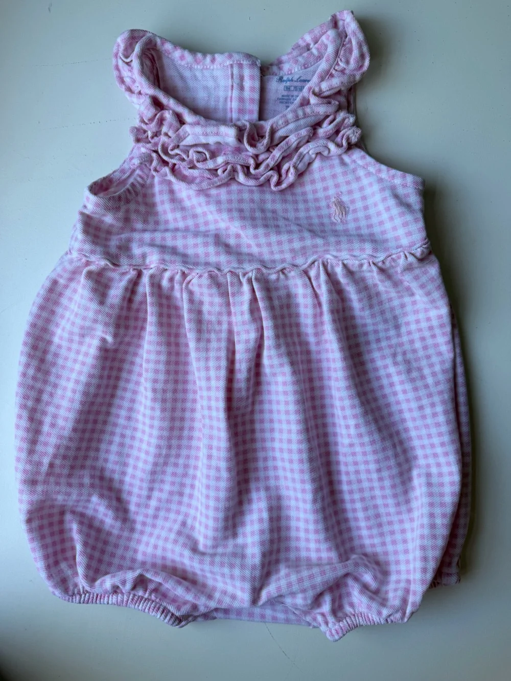Pink Gingham Ralph Lauren baby girl bubble 9m